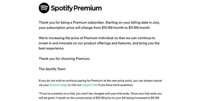 Spotify aumentó las tarifas de suscripción en EE. UU.: aquí están los precios aumentados